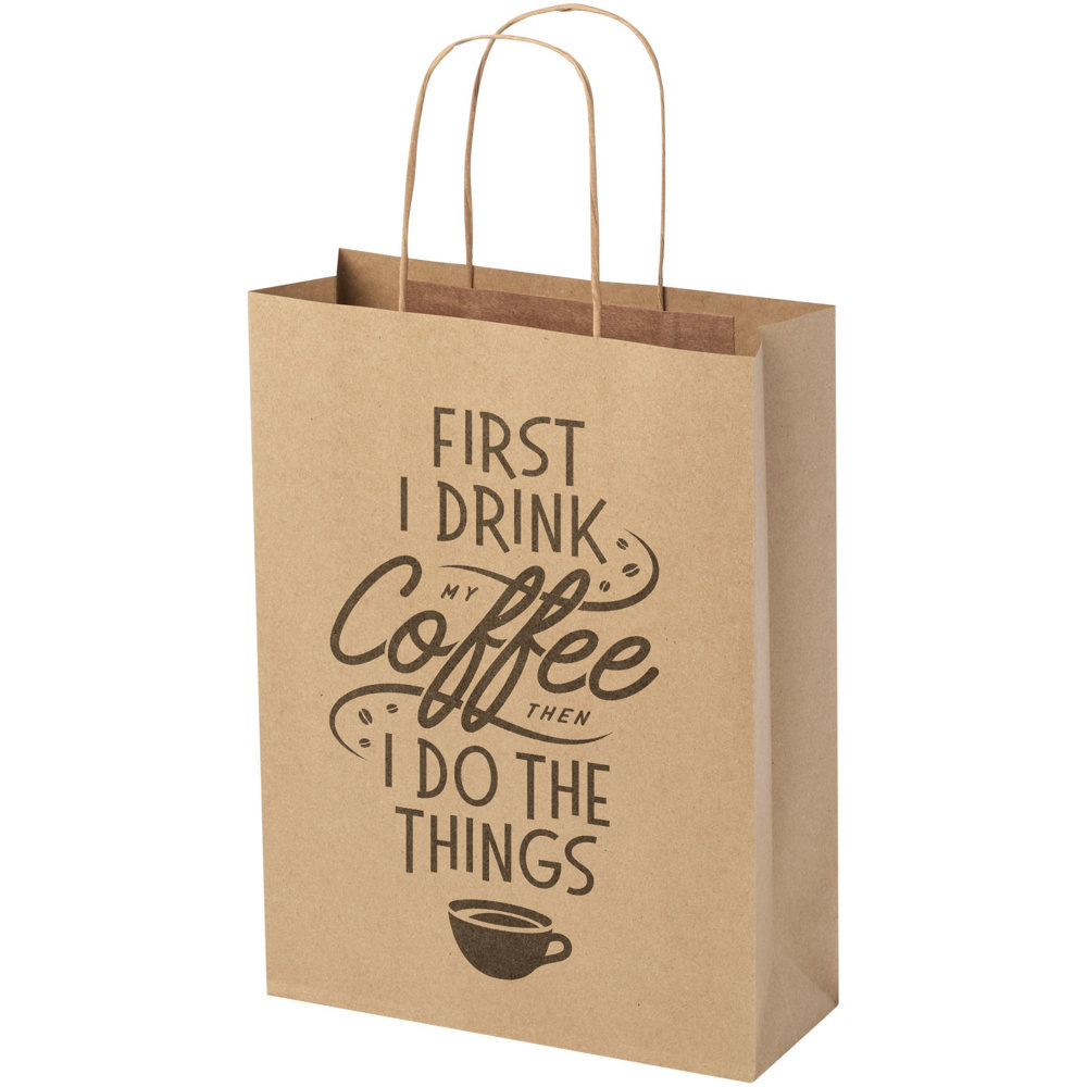 Papieren tas 120 g/m2 gemaakt van kraftpapier met gedraaide handgrepen - 24 x 9 x 32 cm - Kraftbruin