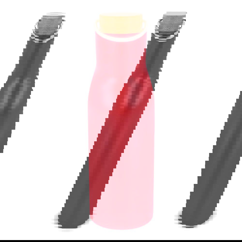 Thermo fles met bamboe deksel 500ml - Donker Rood