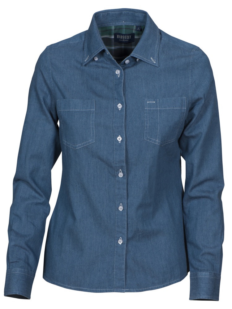 Jupiter  Hemd Dames Denim Blauw XS