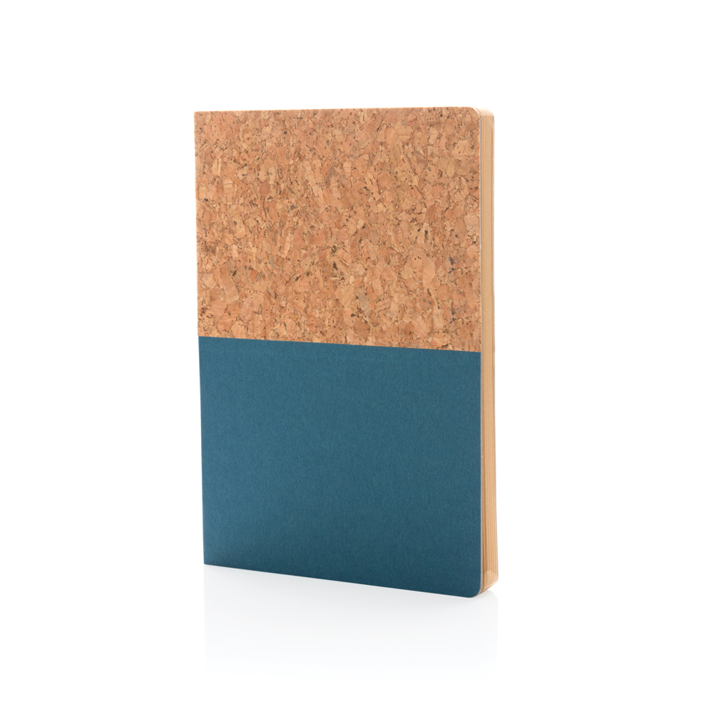 A5 kurk en kraft notitieboek - blauw (± PMS 5405)