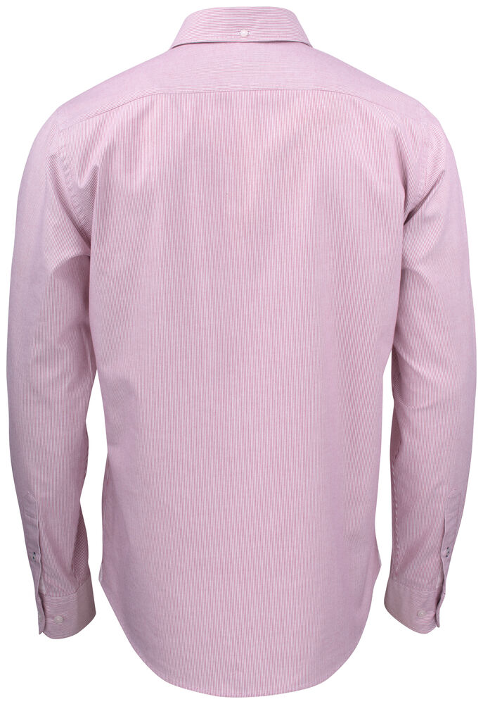 Cutter & Buck - Belfair Oxford Shirt Heren Burgundy/Wit gestreept M