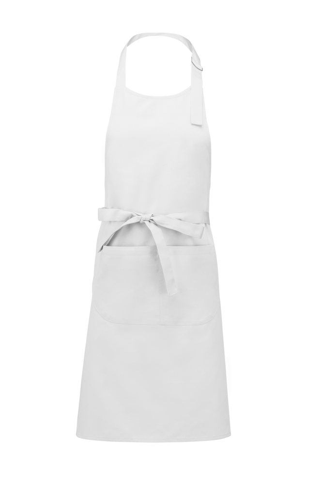 K885 - Katoenen schort met zak - White