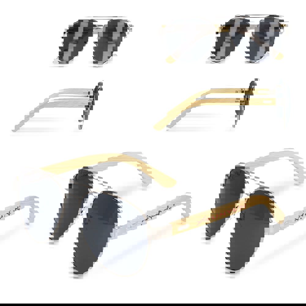 Aviator zonnebril met bamboe poten