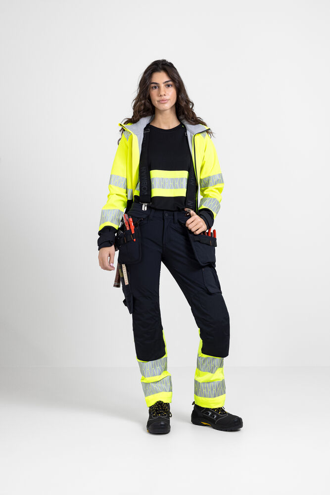 Jobman - 2372 Hi-Vis Women's Craftsman Trousers Stretch HP Zwart/Geel 48