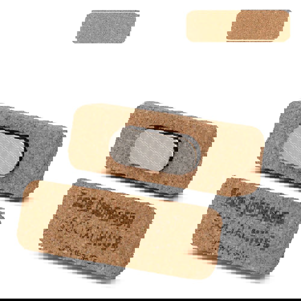 Naambadge van kurk met magneet