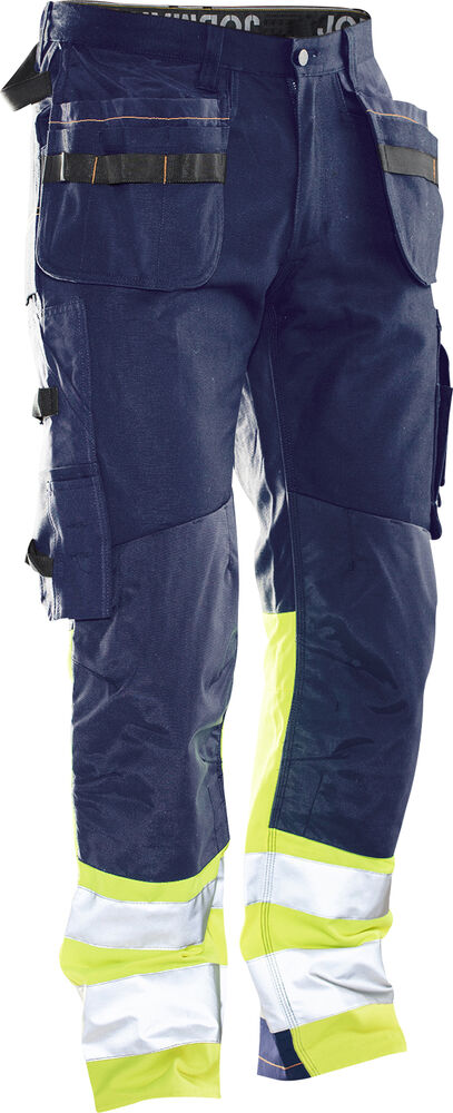 Jobman - 2297 Hi-Vis Trousers Cotton HP - Navy/Geel