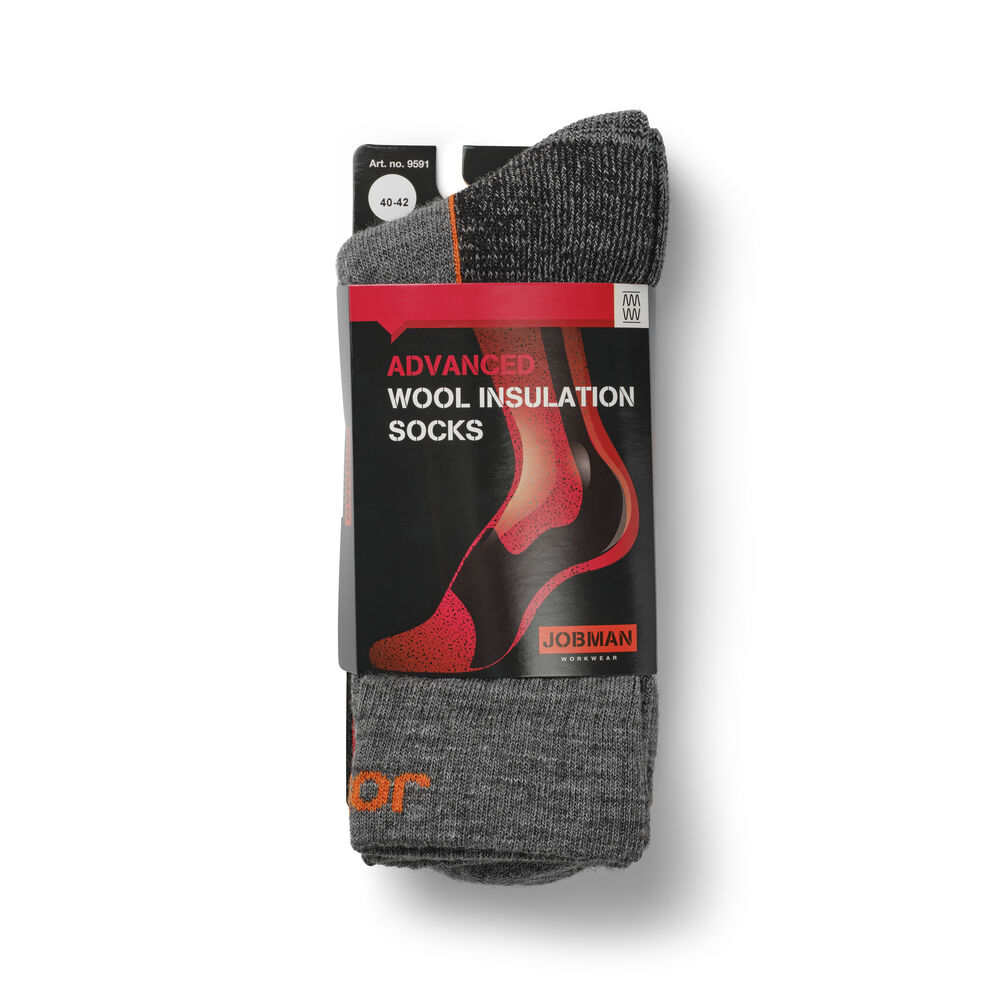 Jobman - 9591 Wool Socks Donkergrijs/Zwart 40