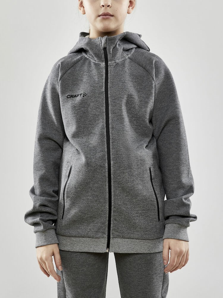 Craft - CORE Soul Full Zip Hood Jr Dk Grey Melange 158/164