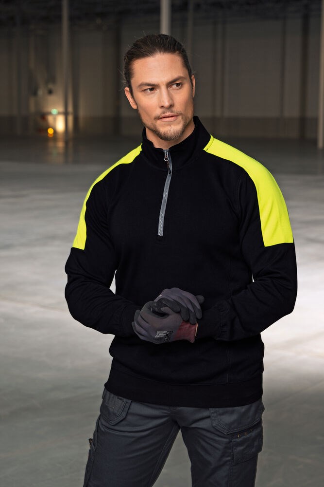 Jobman - 5401 Halfzip Sweatshirt Zwart/HV Geel XL