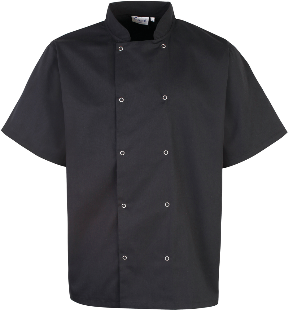 PR664 - Studded Front Short Sleeve Chef's Jacket