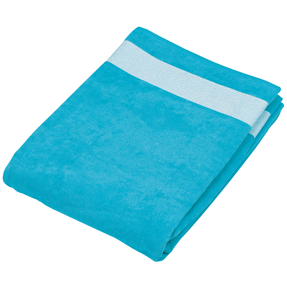 K118 - Fluwelen Strandlaken - Turquoise / White