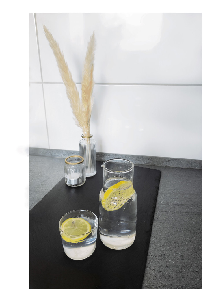 CALMY - Glazen karaf met drinkglas