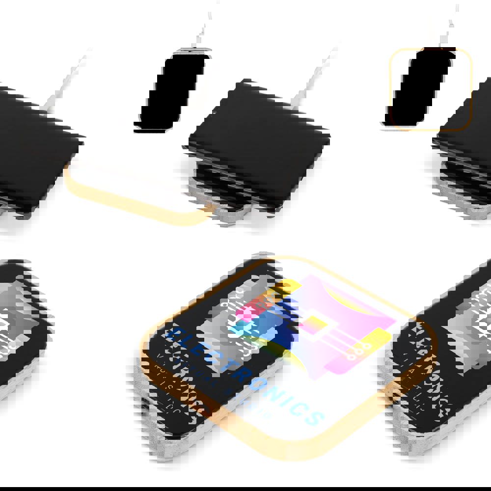 Draadloze oplader bamboe &amp; glas 10W