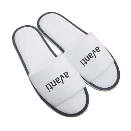 Paar slippers, badstof en open teen - Zwart