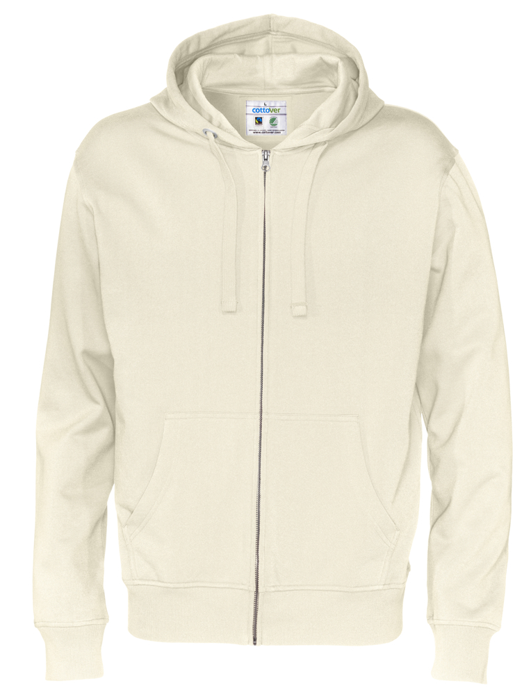 HOODIE FULL ZIP HEREN - GOTS GECERTIFICEERD Gebroken Wit 4XL