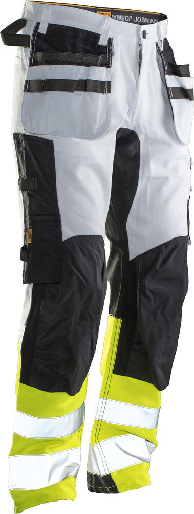 Jobman - 2134 Hi-Vis Stretch Trousers Core HP - wit/geel