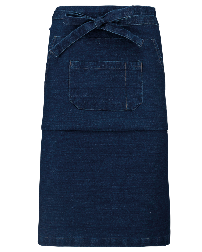 K887 - Katoenen lang schort - Denim