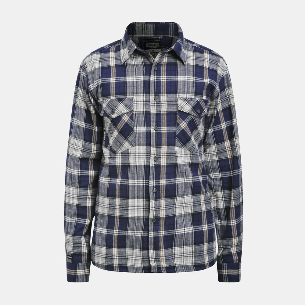 Jobman - 5138 Flannel Shirt - Navy/Grijs