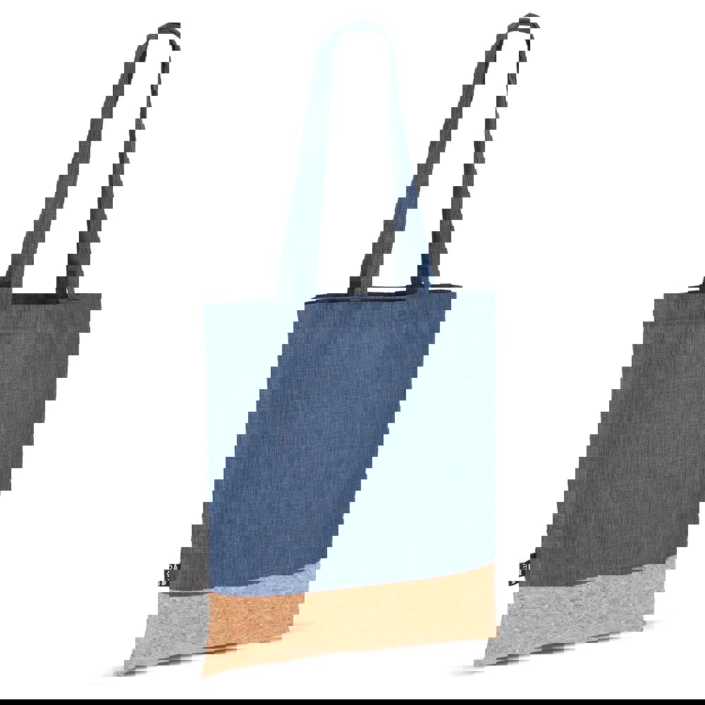 Draagtas R-PET &amp; kurk 35 x 40cm - donkerblauw