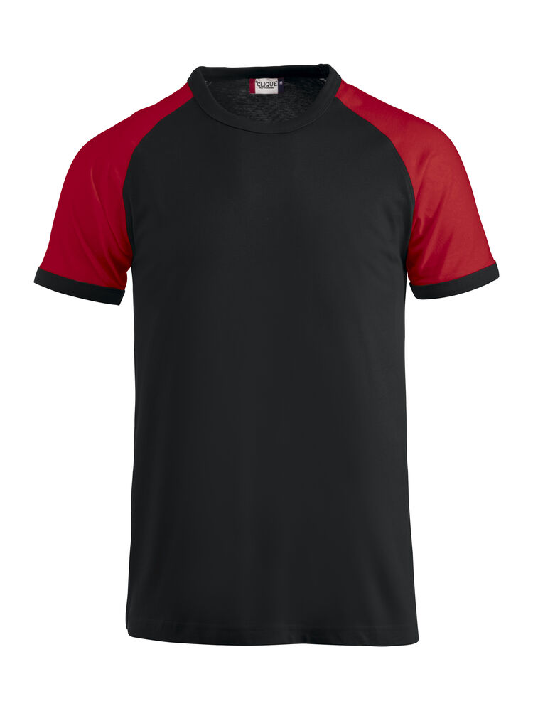 Clique - Raglan-T - Zwart/ Rood