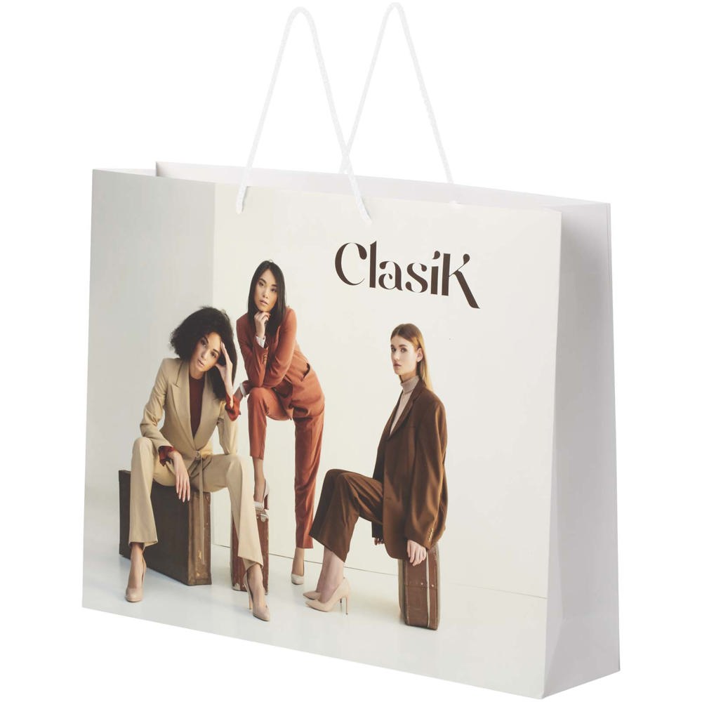 Handgemaakte 170 g/m2 integra papieren tas met PP woven handgrepen - 45 x 10 x 35 cm