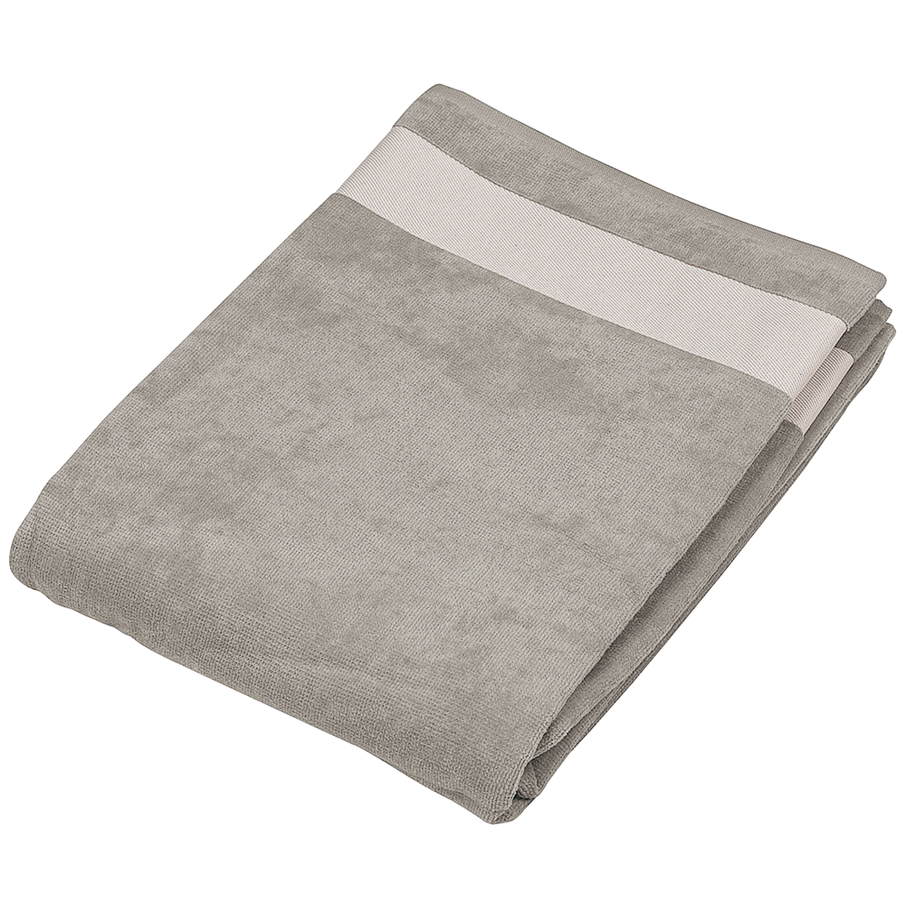 K118 - Fluwelen Strandlaken - Light Grey / White