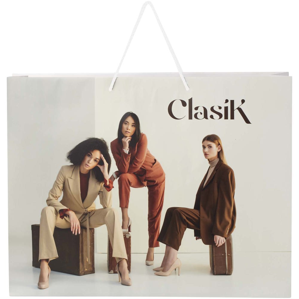 Handgemaakte 170 g/m2 integra papieren tas met PP woven handgrepen - 45 x 10 x 35 cm