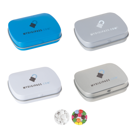 Bol scharnier blik standaard gevuld met DutchDex dextrose mints (MADE IN HOLLAND)