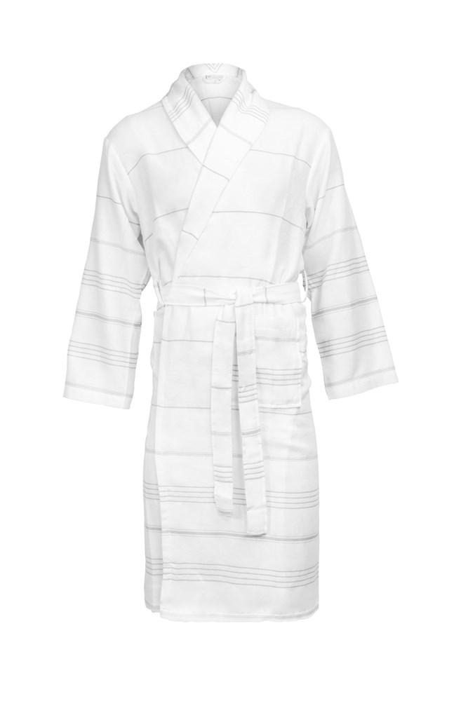 Hamam Bathrobe - wit/grijs