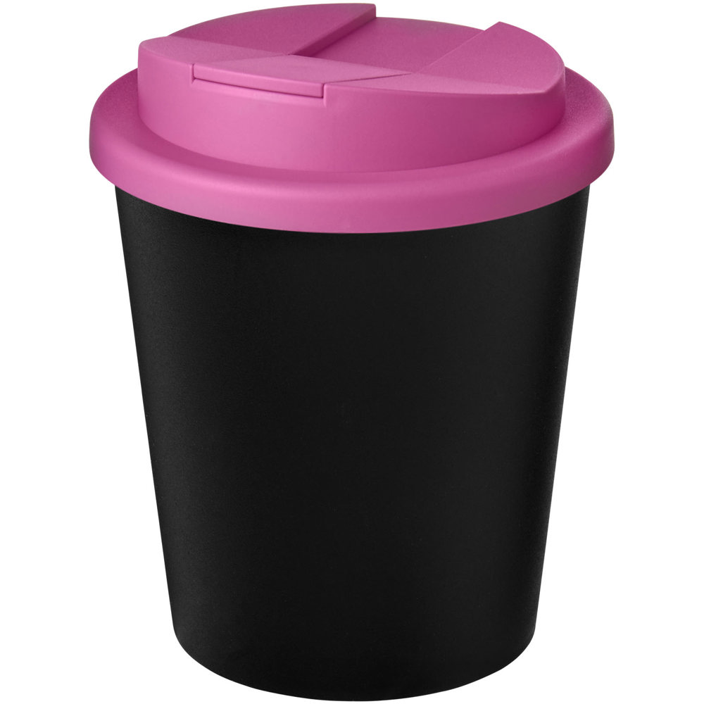 Americano® Espresso Eco 250 ml gerecyclede beker met knoeibestendig deksel - Zwart, Magenta