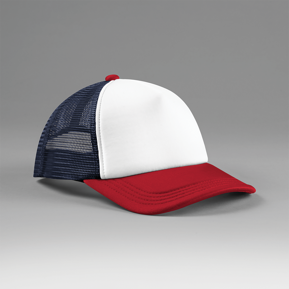 B639 - Multicolour 5-panel trucker pet - Navy / Red