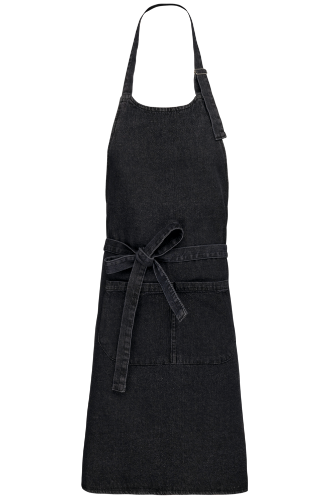 K885 - Katoenen schort met zak - Black Denim