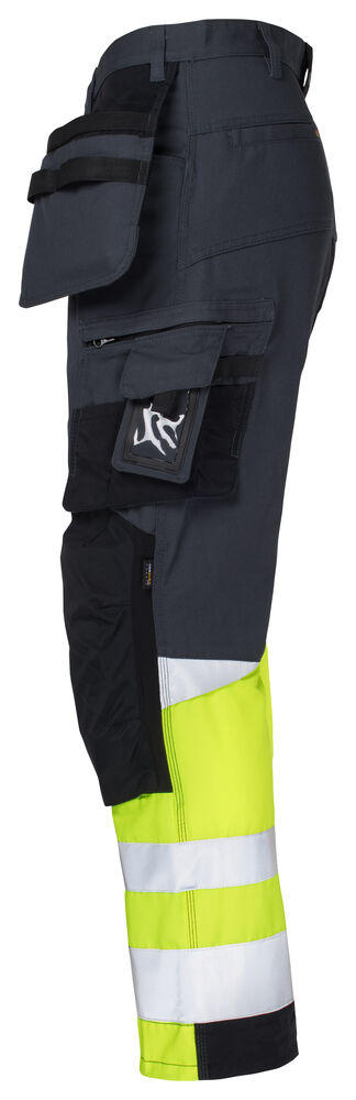Jobman - 2134 Hi-Vis Stretch Trousers Core HP Donkergrijs/Geel 152