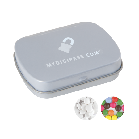 Bol scharnier blik standaard gevuld met DutchDex dextrose mints (MADE IN HOLLAND) - lichtgrijs