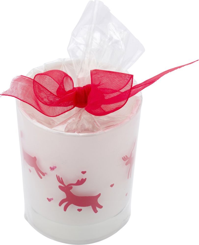 Glazen kaarsenhouder met kerstdecoratie Kirsten - Wit