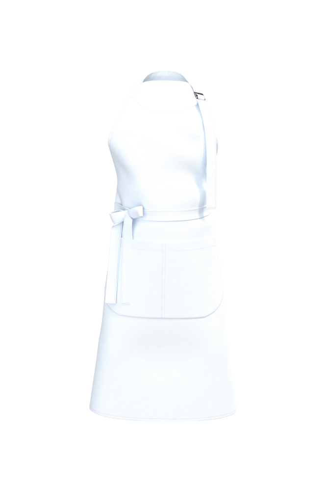 K8007 - Schort met zak van biologisch katoen - White