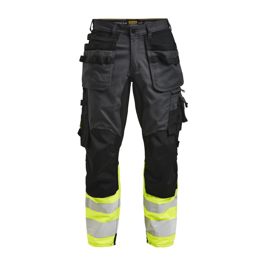 Jobman - 2134 Hi-Vis Stretch Trousers Core HP - Donkergrijs/Geel