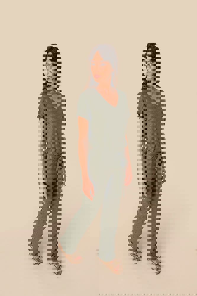 SP5004 - Tricot jumpsuit met korte mouwen voor dames in linnen