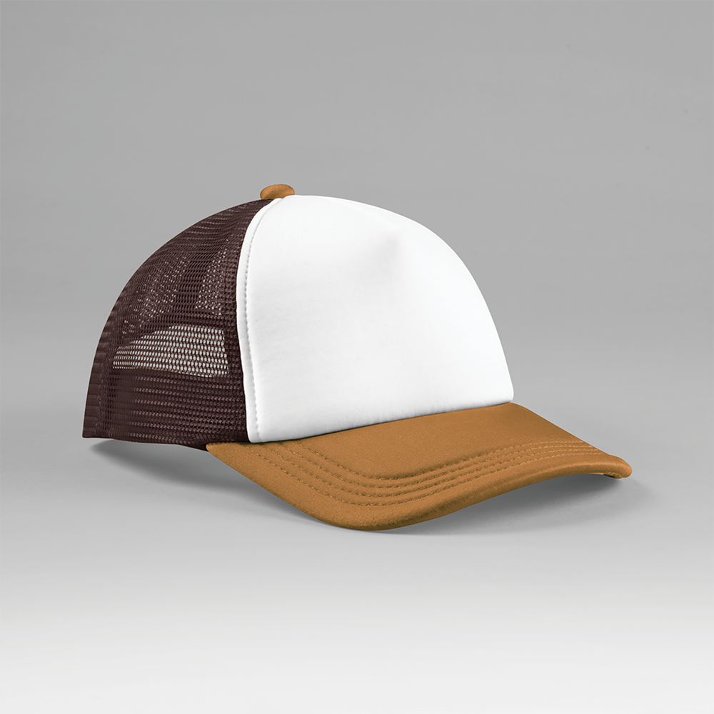 B639 - Multicolour 5-panel trucker pet - Chocolate / Dark amber