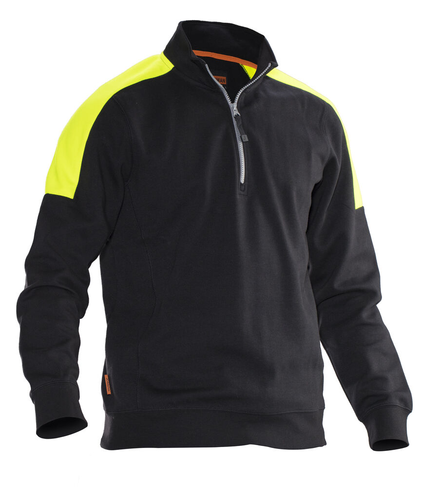 Jobman - 5401 Halfzip Sweatshirt Zwart/HV Geel XL