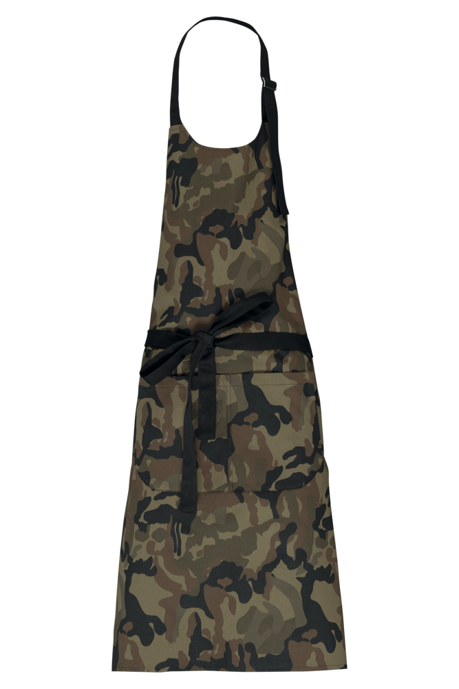 K885 - Katoenen schort met zak - Olive Camouflage