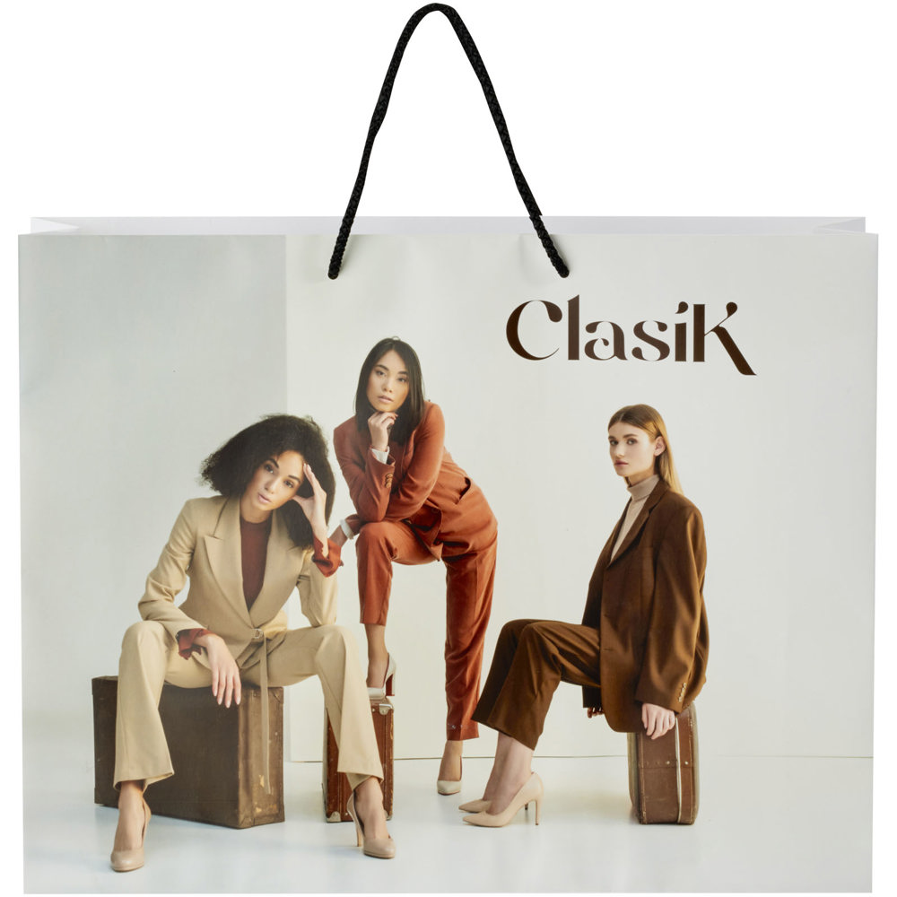 Handgemaakte 170 g/m2 integra papieren tas met PP woven handgrepen - 45 x 10 x 35 cm