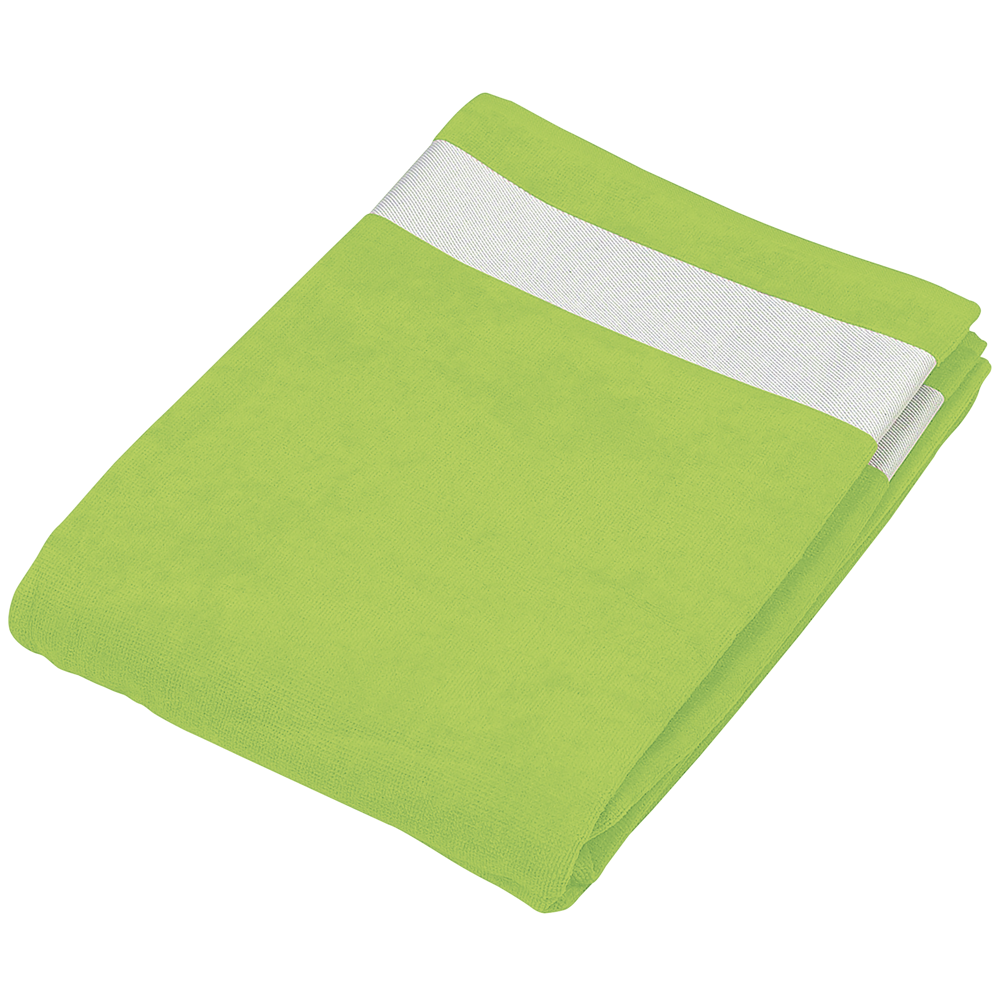 K118 - Fluwelen Strandlaken - Lime / White