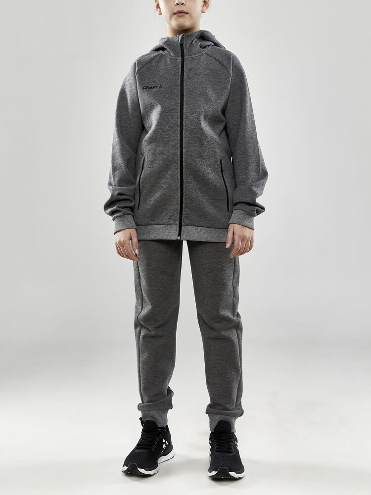 Craft - CORE Soul Full Zip Hood Jr Dk Grey Melange 158/164