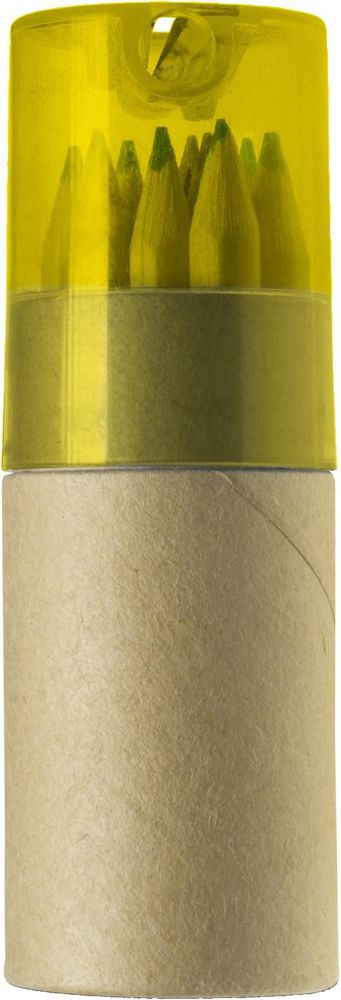 ABS en kartonnen koker met potloden Terrence - geel
