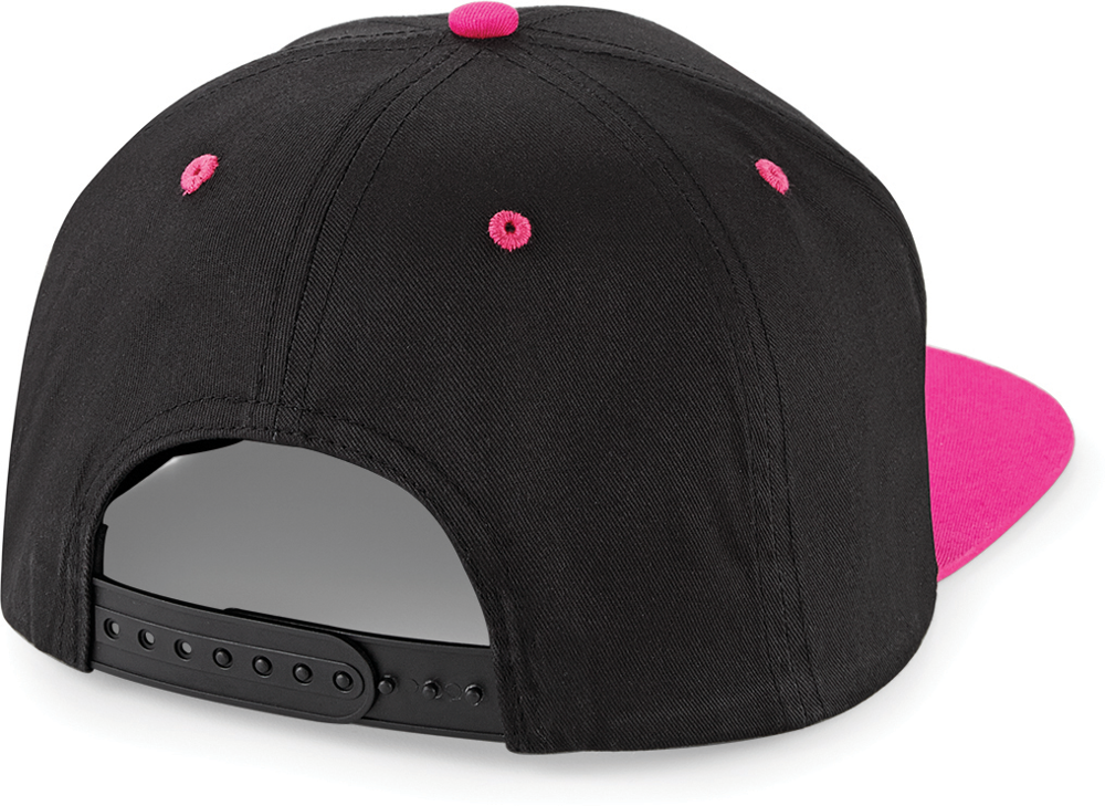 B610C - 5 Panel Contrast Snapback Cap - Black / Fuchsia