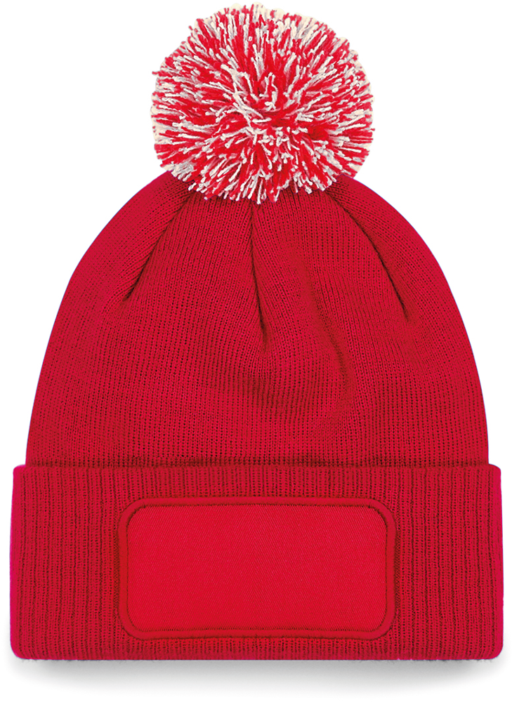 B443 - Snowstar® patch beanie - Classic Red / Off White