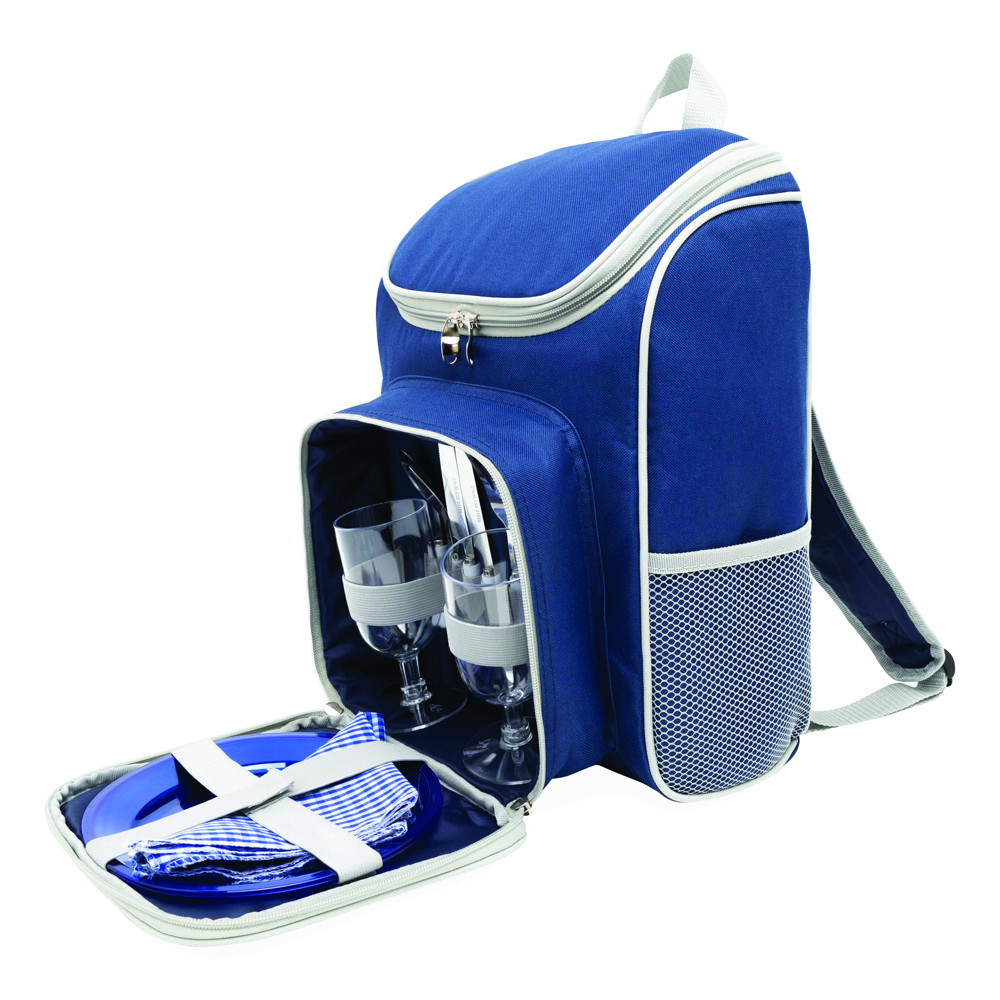 OUTSIDE - 2 persoons 600D polyester picknick rugzak - blauw, grijs