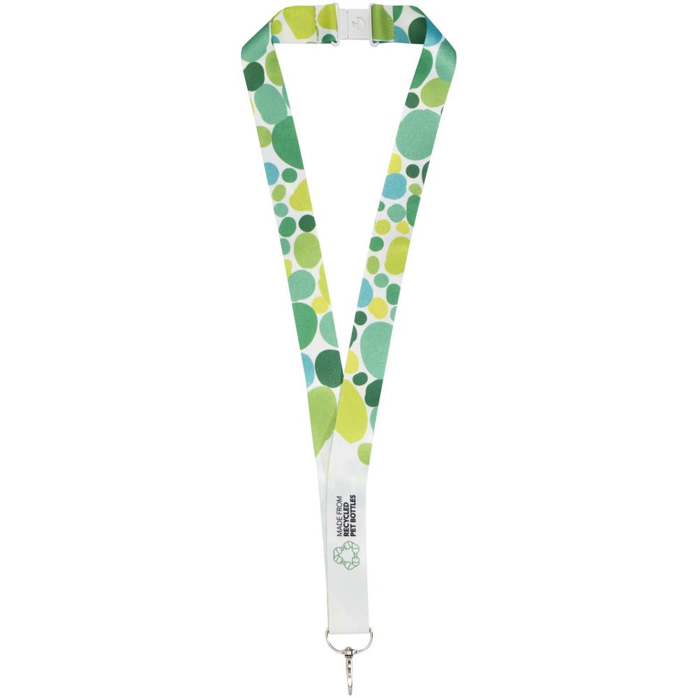 Addie gerecycled PET lanyard met safety breakaway sluiting - Wit, Wit