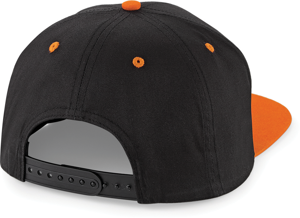 B610C - 5 Panel Contrast Snapback Cap - Black / Orange